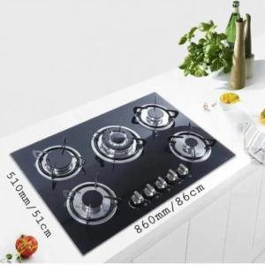Built-In Tempered Glass Countertop 5 Burner Gas Hob
